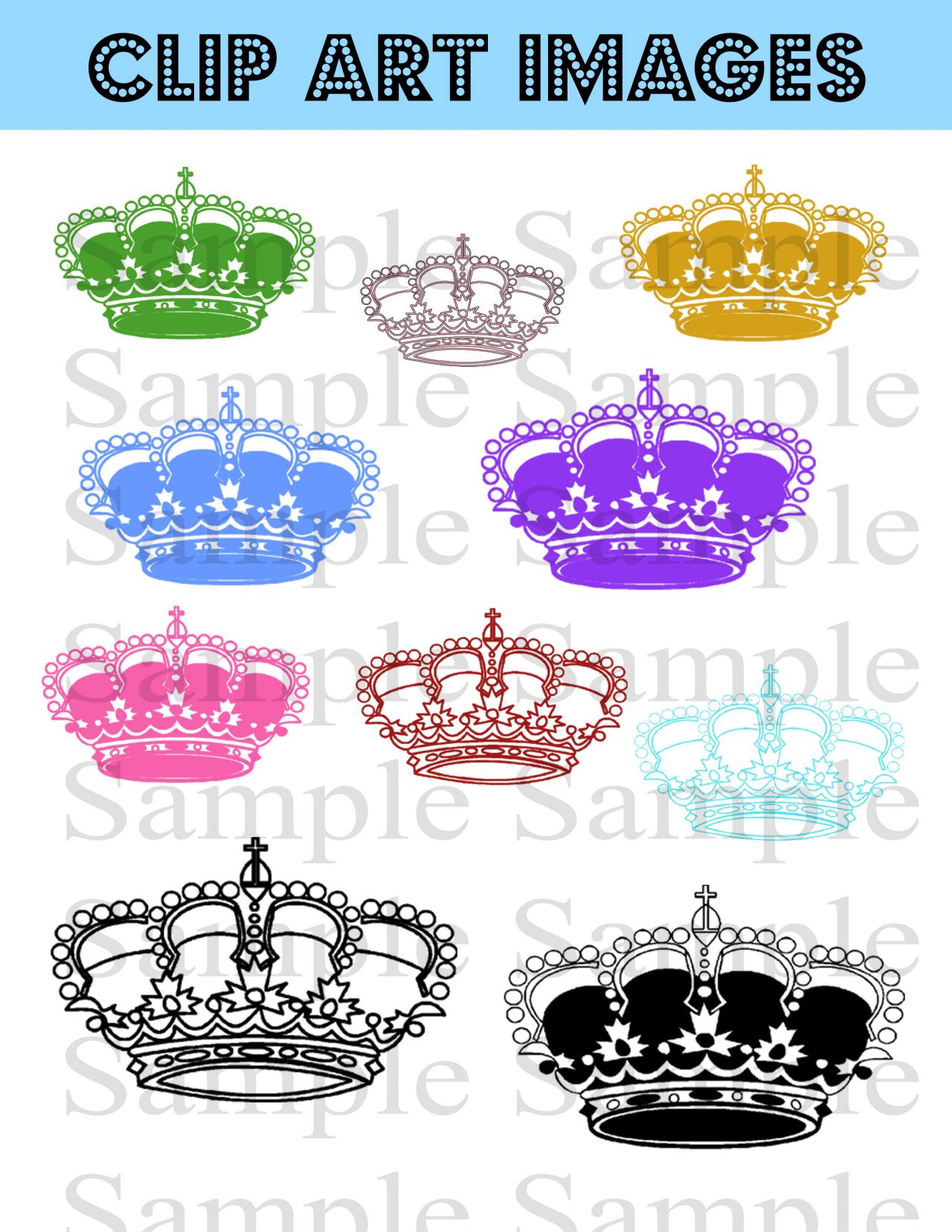 10 Crown Clip Art, Crown Clipart, Crown Silhouette, Clipart, Black Crowns, Color Crowns, Royal Clipart