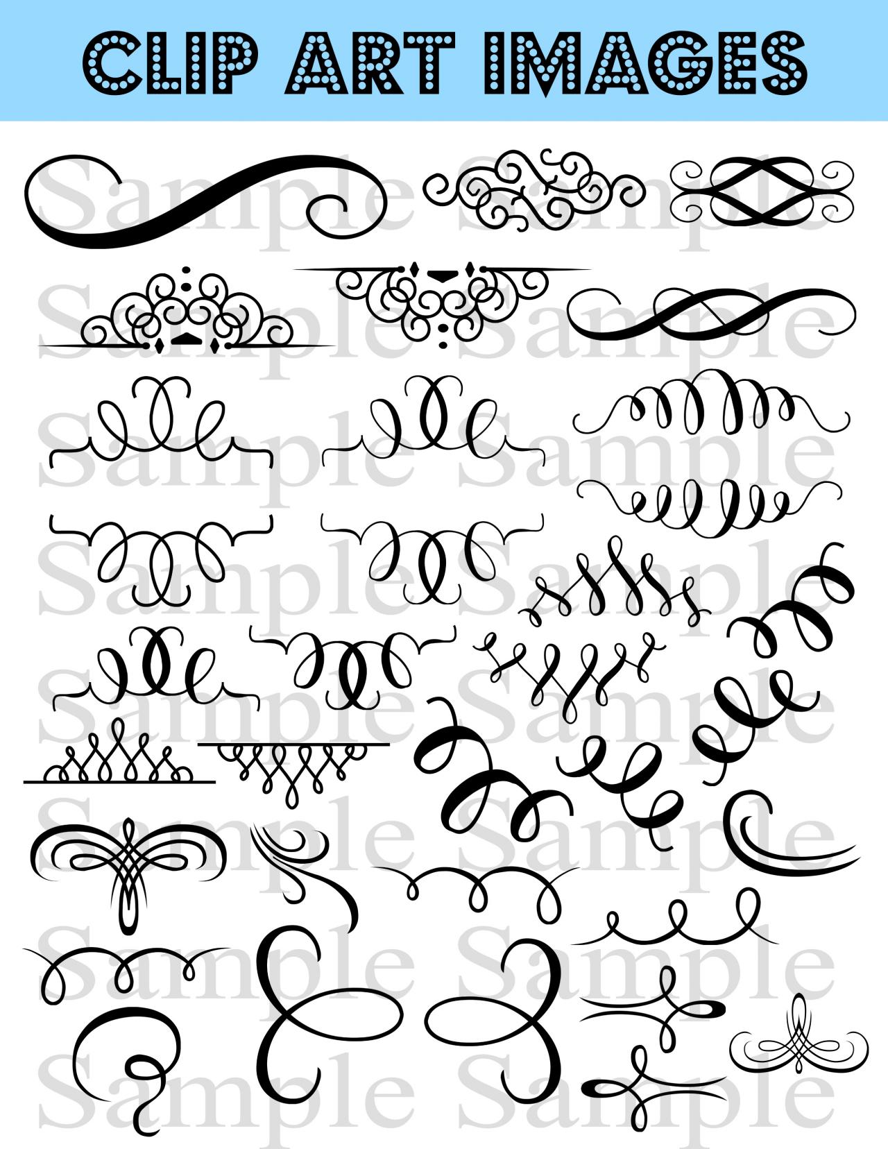 34 Flourish Wedding Clipart Swirl Flourishes Clip Art Wedding Digital Clip Art Flourish Clip Art Calligraphy Clip Art